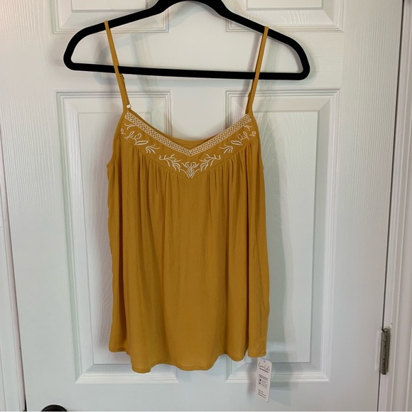 NWT Cupshe Mustard Yellow Embroidered Tank Top, size S - Picture 7 of 7